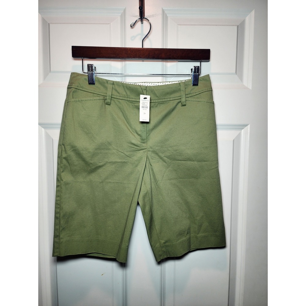 Talbots Womens Olive Green Chino Walking Shorts Petite 2P New